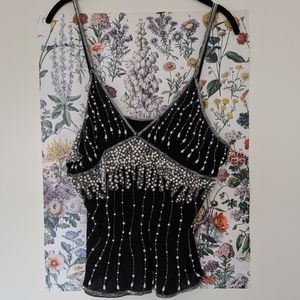 Vintage beaded silk cami, fits like L/XL
